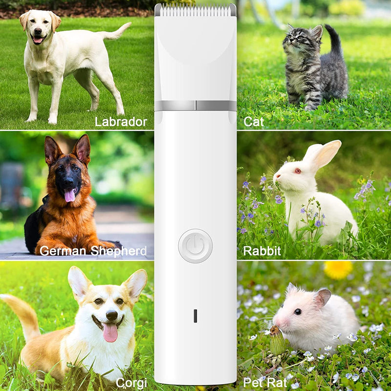 Dog Clippers Grooming Kit Hair Clipper-Low Noise Paw Trimmer- Rechargeable - Cordless Quiet Nail Grinder Shaver for Cats and Other Pets Silver - BeesActive Australia