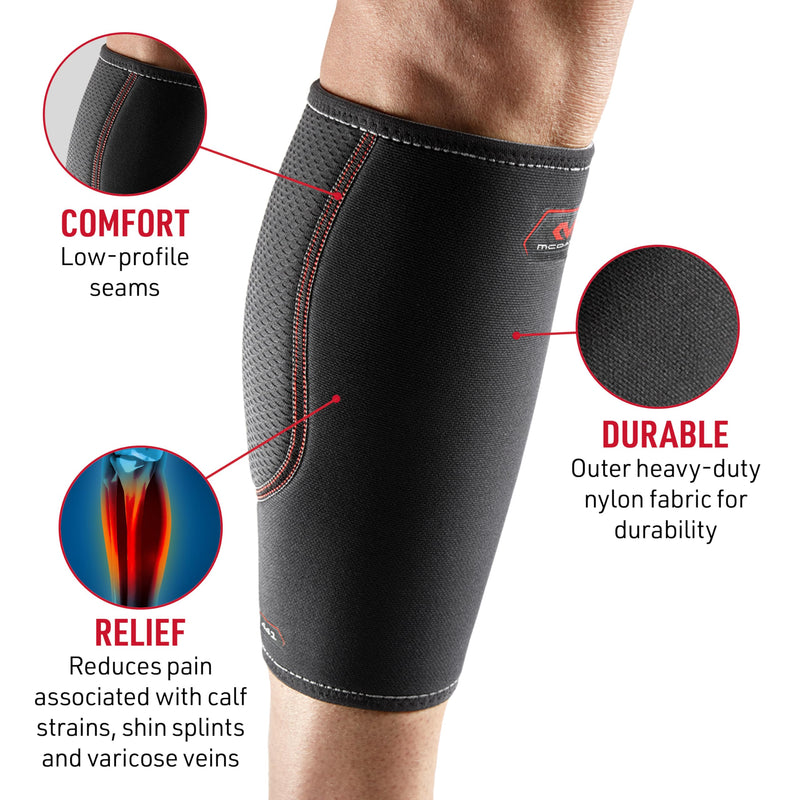 McDavid Calf Compression Sleeve for Men and Women – Latex-Free Light Support for Shin Splints, Varicose Veins, Calf Strains – for Running, Walking, Hiking Large Black
