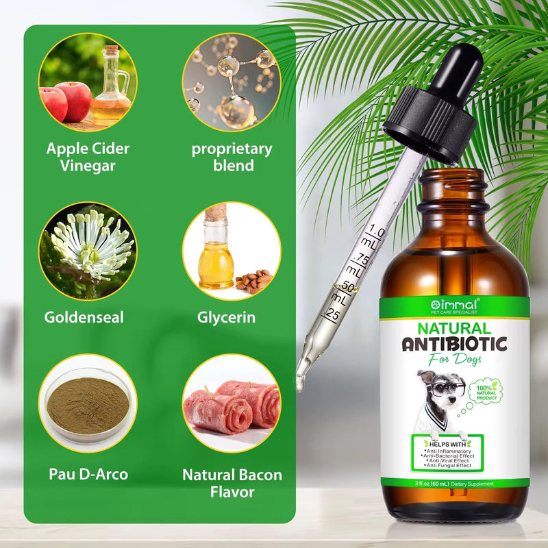 Dogs Antibiotics, Natural Antibiotics for Dogs, Supports Immune Health, Itch Relief, Anti inflammatory, Kennel Cough, Allergy Relief & More, Dog Multivitamins, Bacon Flavor (Dog)