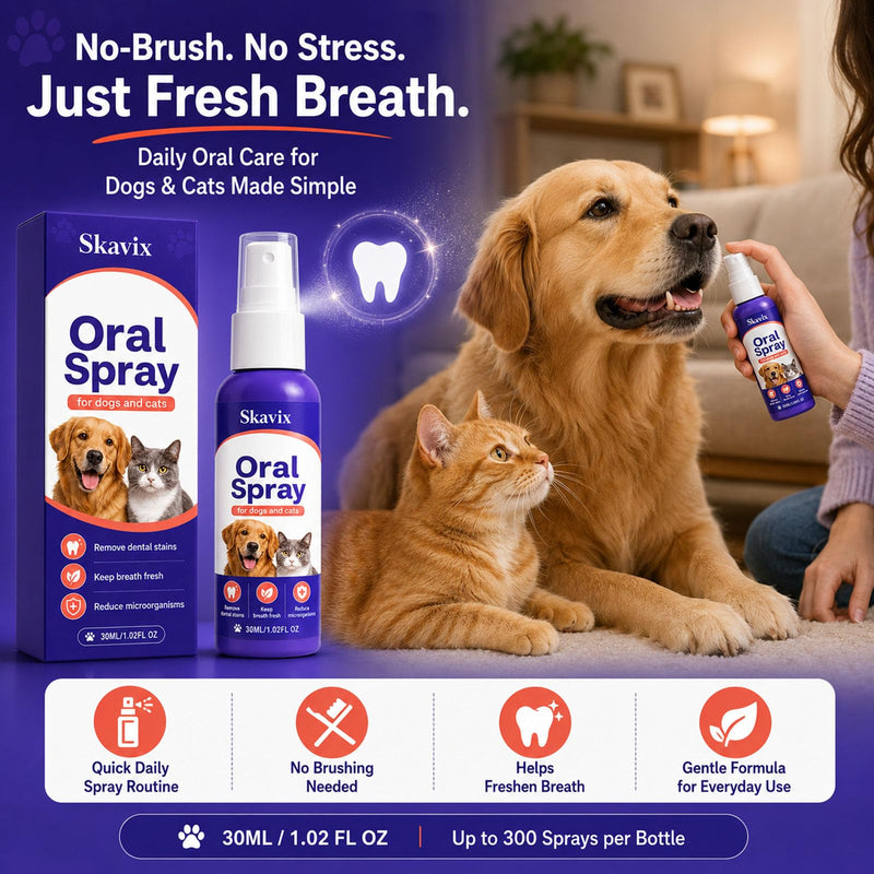 pet Oral Spray, No-Brush Oral Care Spray for Dogs and Cats, Easy Pet Mouth Spray for Fresh Breath Routine, Daily Pet Mouth Care Routine, 30ML / 1.02 FL OZ (2) 2