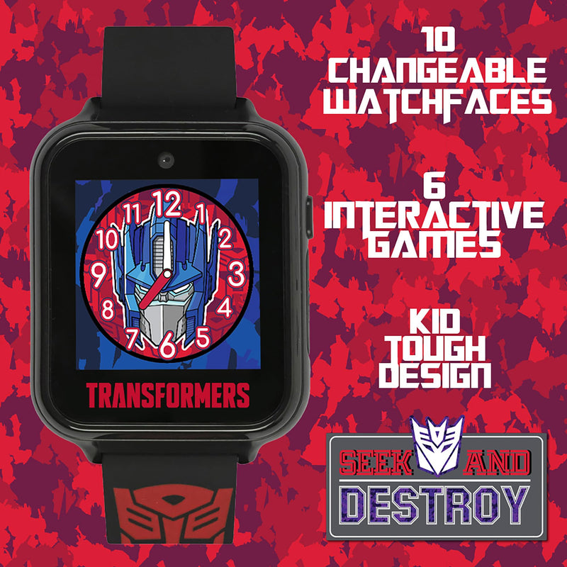 Transformers Kids Smart Watch with Selfie Camera, 10 Changeable Watch Faces, Pedometer, Playable Games, and More - Fun and Functional Wearable Tech for Boys and Girls