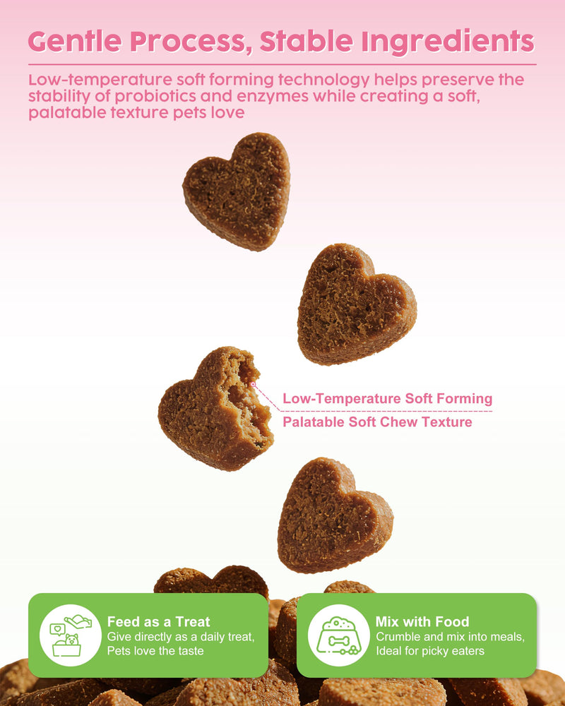 Probiotics for Dogs & Cats - 600M CFU Multi-Strain Formula with Prebiotics & Digestive Enzymes - Supports Gut Health, Digestion & Immune Function - 60 Soft Chews (Chicken Flavor)