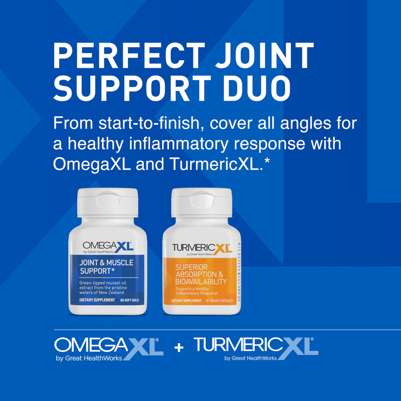 OmegaXL Powerful Joint and Muscle Support Supplement (60 Count) & TurmericXL Healthy Inflammatory Response Supplement (30 Count) 1 Count (Pack of 2) - BeesActive Australia