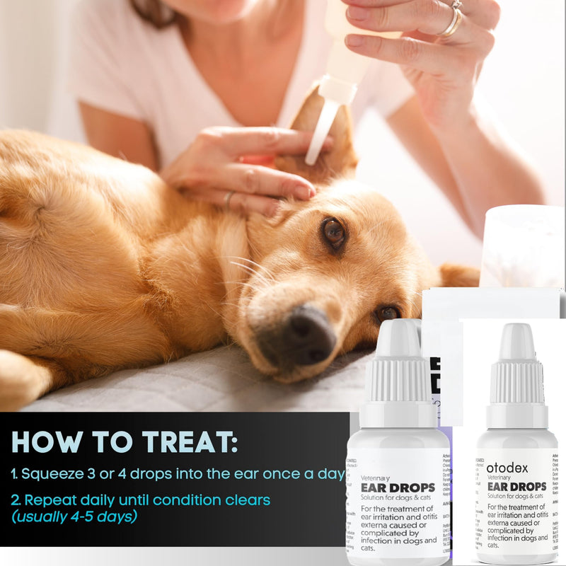 Otodex Dog Ear Cleaner | Dog Ear Drops | Ear Drops for Dogs | Ear Mite Treatment for Dogs | Cat & Dog Ear Infection Treatment | Ear Cleaner for Dogs UK | Dog and Cat Itchy Ear Treatment 14ml