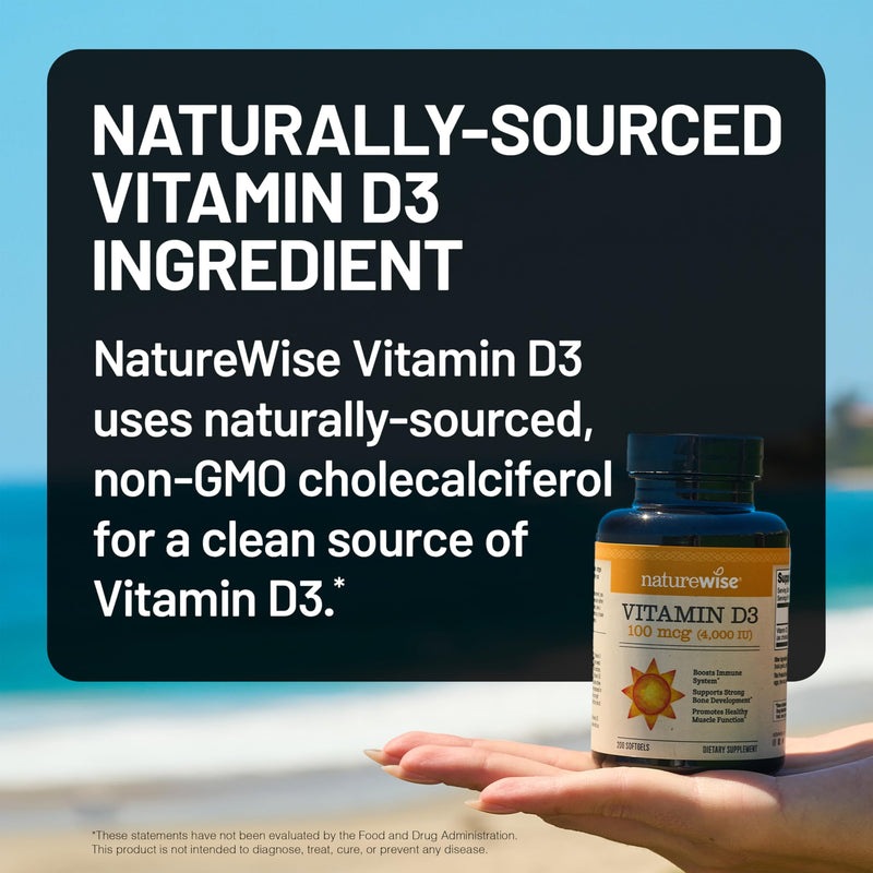 NatureWise Vitamin D3 4000IU Supplement, Immune Support, 90 Mini Softgels | Vitamin D 100 mcg - Organic Extra Virgin Olive Oil - Muscle & Bone Support - Gluten Free & USA Manufactured - 90-Day Supply 90 Count (Pack of 1) 4000 IU