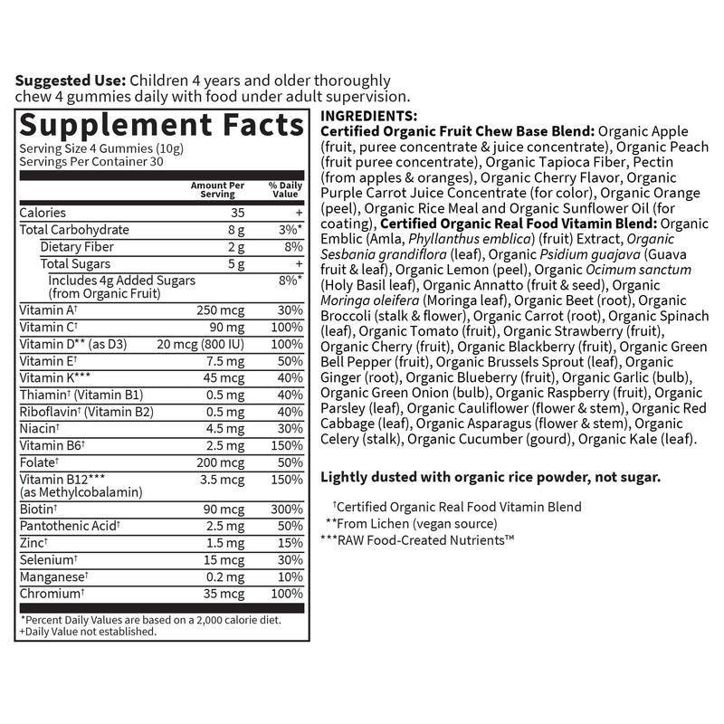 Garden of Life Organics Kids Gummy Vitamins,Certified Organic,Non-GMO & Vegan Complete Children's - B12,C & D3 Gluten,Soy-& Dairy Free Real Fruit Chew Gummies,Multi,Cherry,120 Count (Pack of 2) Cherry 120 Count (Pack of 2)