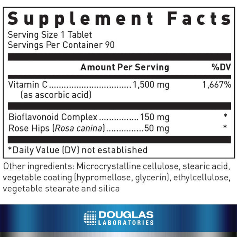 Douglas Laboratories C-Max 1500 mg. | Time Released Vitamin C to Support Skin, Blood Vessels, Tendons, Joint Cartilage and Bone | 90 Tablets | Time Released Vitamin C to Support Skin, Blood Vessels, Tendons, Joint Cartilage and Bone* Standard Packaging
