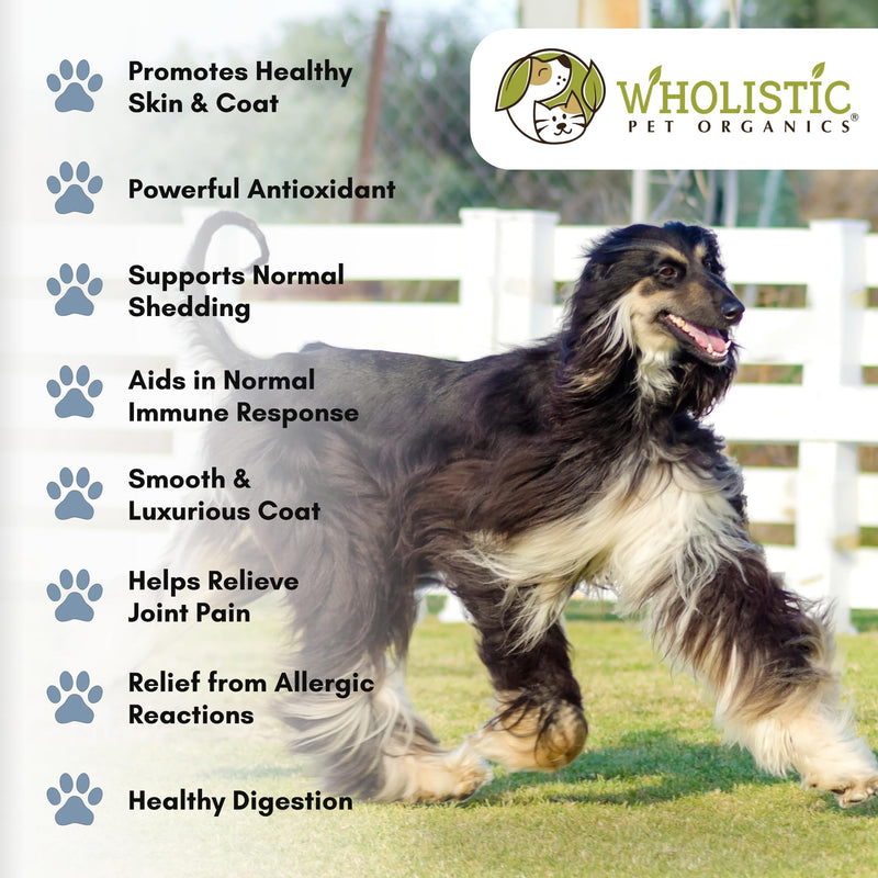 Wholistic Pet Organics Flaxseed Oil for Dogs - 16 Oz - Omega 3 Supplement for Dog Itchy Skin, Dry Skin Relief & Shedding - Skin & Coat Vitamins - PawsPlanet Australia