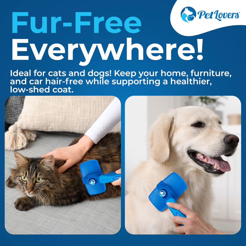 PetLovers EzSlicker Self-Cleaning Brush - Dog Brush for Shedding, Gentle Slicker Brush for Cats, Tangle-Free Grooming Comb with Soft Bristles & Ergonomic Handle for Stress-Free Grooming - BeesActive Australia