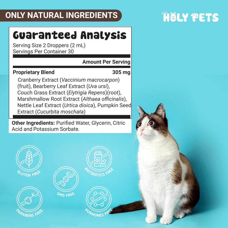 Natural UTI Medicine for Cats & Dogs, Urinary Tract Infection Treatment, Antibiotic Supplement for Pets - Helps with Bladder & Kidney Health, Flow, PH & Overall Function - All Natural