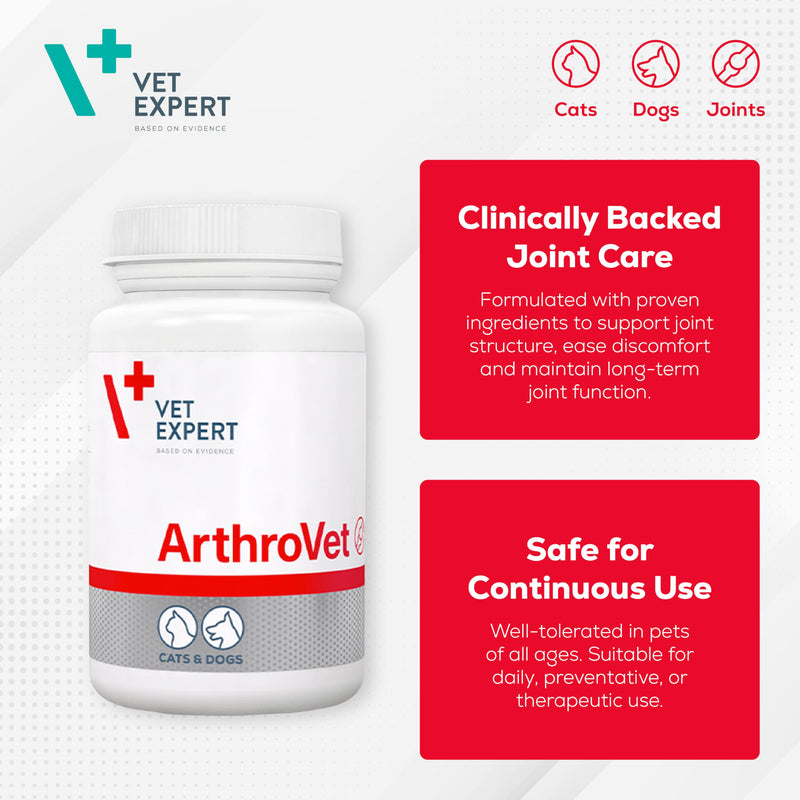 Vet Expert ArthroVet Hip & Joint Support Supplement for Dogs and Cats - 90 Portions – Promotes Healthy Articular Cartilages and Joints with Glucosamine, Chondroitin, Vitamin C, and Hyaluronic Acid