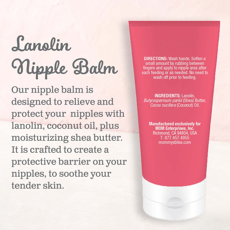 Mommy's Bliss Lanolin Nipple Balm Breastfeeding Cream with Coconut Oil & Shea Butter, Soothing Cream for Sore, Cracked Nipples, Safe for Nursing Babies, Flavorless, 2 Oz - BeesActive Australia