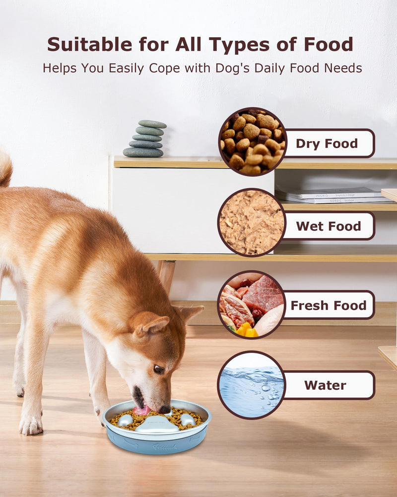 Slow Feeder Dog Bowl,2-4 Cups Food-Grade Stainless Steel Dog Food Bowls,Non-Slip Metal Slow Feeding Bowl for Small & Medium Sized Dogs,Pet Bowls to Slow Down Eating - BeesActive Australia