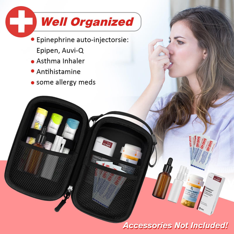 Epipen Medical Carrying Case, Hard Shell EVA Shock Absorption Travel Medication Organizer Bag Emergency Medical Pouch Holds 3 EpiPens, Asthma Inhaler, Allergy Medicine Essentials, Large (Red) Red - BeesActive Australia