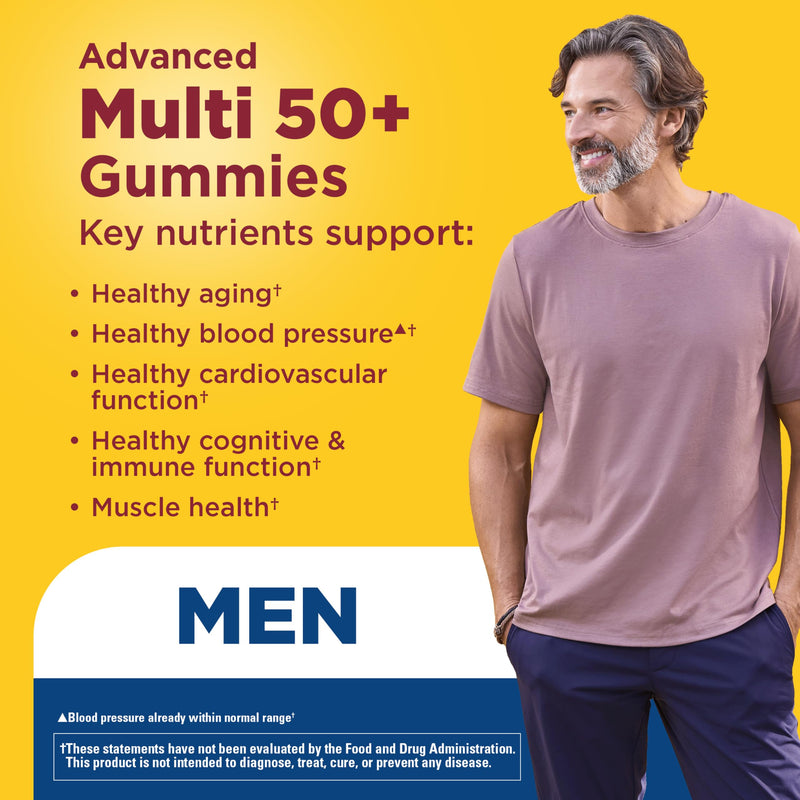Nature Made Advanced Multivitamin Gummies 50+ for Men, 84 Multi Vitamins | Mens Multivitamins Gummies with Magnesium Citrate, Vitamin D3, Zinc, All 8 B Vitamins, 28 Day Supply 84 Count (Pack of 1)