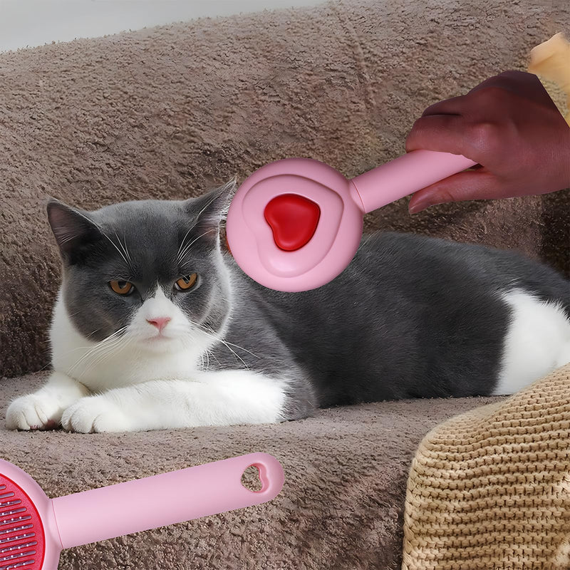 Pet Beauty Hair Removal Comb Cat Brush - One click Release Care Cat Comb Dog Hair Removal Brush - Suitable for long and short hair opening comb - Remove loose and falling hair (Pink) Pink - BeesActive Australia