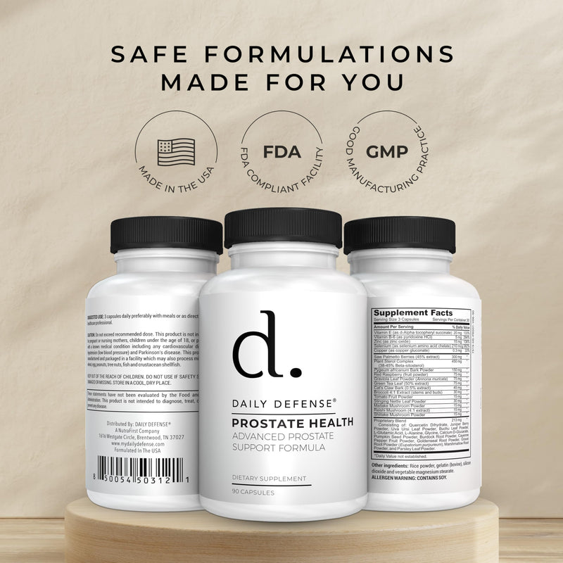 Prostate Defense Prostate Health Supplement for Men with Saw Palmetto Powder, Vitamin E, Zinc, Mushrooms, Pumpkin Seed - Urinary Prostate Support