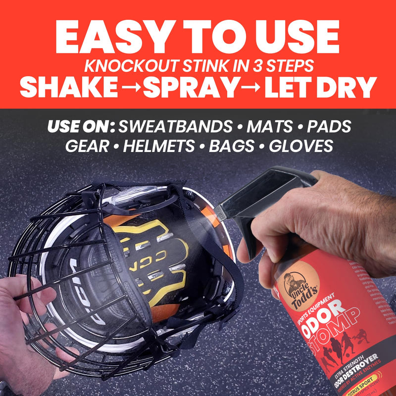 Uncle Todd’s Odor Stomp Sports Equipment Odor Eliminator Spray - Extra Strength Enzyme-Powered Deodorizer for Football, Hockey, Gym Bags, and Athletic Gear - Citrus Sport Scent - 16oz - BeesActive Australia