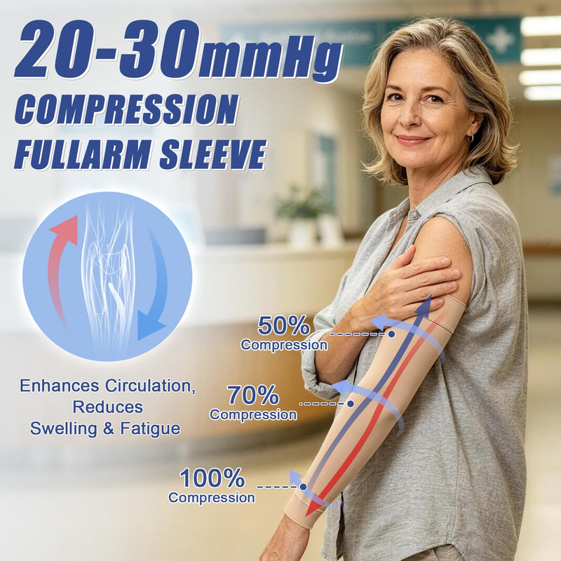 beister Compression Arm Sleeve, 20-30 mmHg Medical Support for Women Beige X-Large