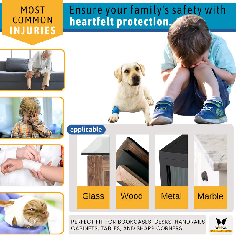 4 PK Black Corner Protector Baby, Coffee Table Soft Corner Protectors, Baby proofing Corner Guards, Furniture Corner & Edge Safety Bumpers, Rubber Foam 3M Adhesive Pre-Taped Pack 4 - BeesActive Australia