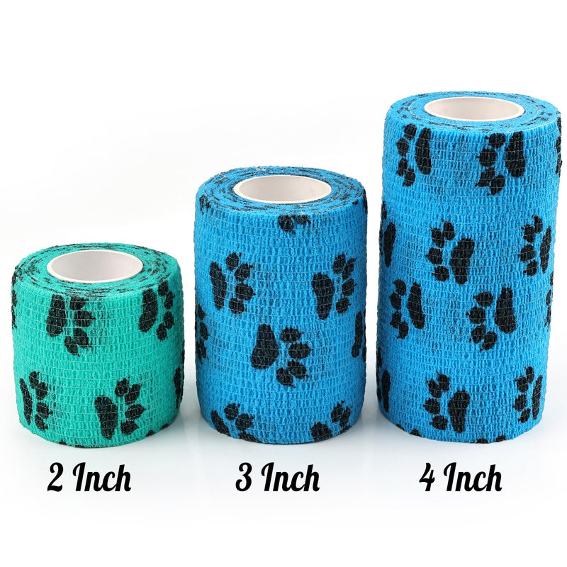 AUPCON Vet Wrap Cohesive Bandages Bulk Self Adhesive Bandage Wrap Self Adherent Wrap Non-Woven for Dogs Pet Animals & Ankle Sprains & Swelling 3 Inch x 5 Yards (2 Pack Lack Blue & Blue) 3 Inch 2 Pack - BeesActive Australia