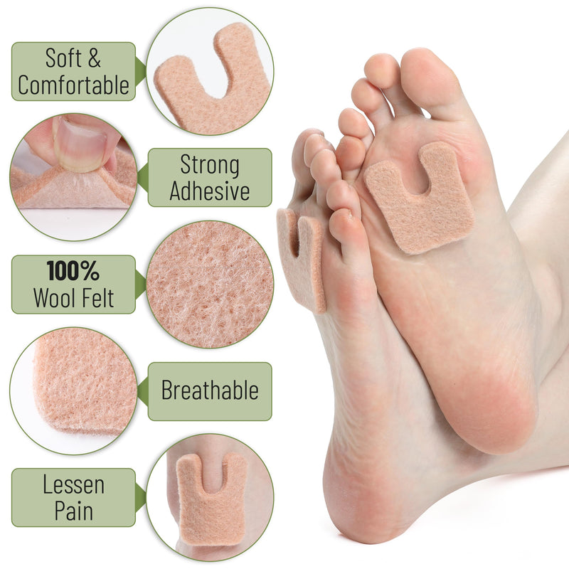 Dr. JK- Felt Callus Cushions for Feet, 120 pcs, 1/5" Thick, Beige, U-Shaped Callus Pads for Bottom of Foot, Adhesive Corn Pads for Feet - BeesActive Australia