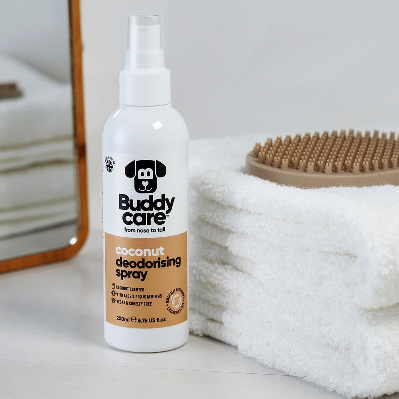 Buddycare Deodorizing Spray for Dogs - Coconut - Sweet and Nourishing Deodorizing Spray for Dogs - With Aloe Vera and Pro Vitamin B5 (200 ml, 1 Piece) 200 ml (Pack of 1) - BeesActive Australia