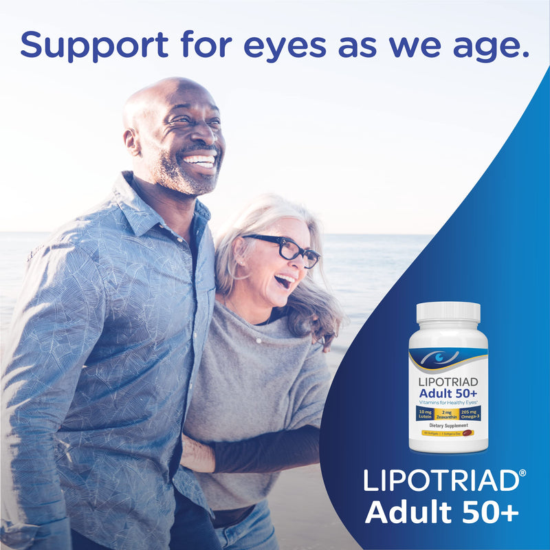 Lipotriad Adult 50+ Eye Vitamin and Mineral Supplement, 60 Softgels | Daily Eye Vitamin with 10 mg Lutein, Zeaxanthin, Omega 3, Vitamin C, E, Zinc & Copper (60-Day Supply) 60 Count (Pack of 1)