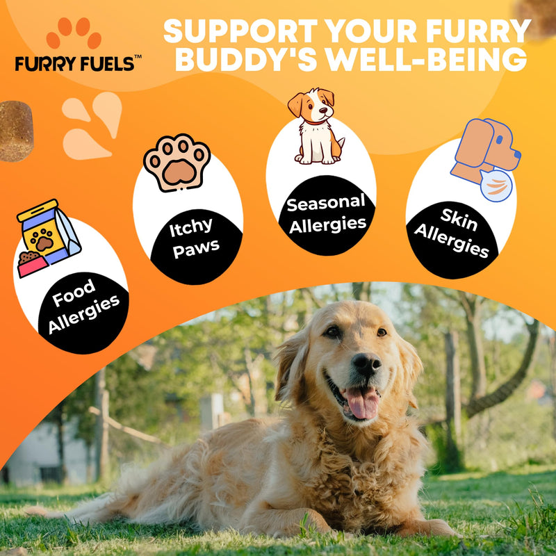 Dog Allergy Relief - 120 Count - Dog Allergy Chews Dog Itching Skin Relief for Seasonal Allergies - 10-in-1 Soft Dog Anti Itch Relief for Dogs Probiotics for Skin & Coat Supplement - Chicken Flavor - PawsPlanet Australia