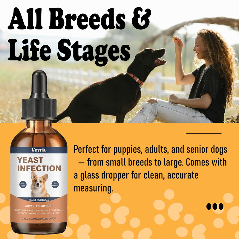 Natural Yeast Relief for Dogs – Supports Skin & Coat Comfort, Ears & Paw Cleanliness – Dog Skin & Coat Support, 60ml (1pc) 1pc