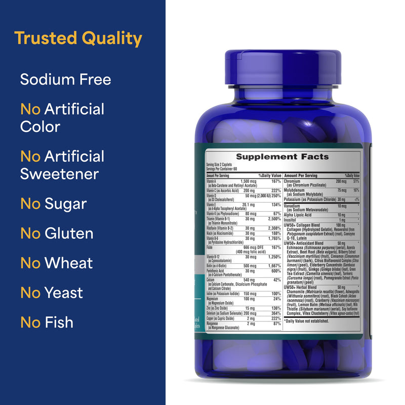 Puritan's Pride Ultra Woman 50 Plus Daily Multivitamin, 120 Count | High Potency Performance Time Release Daily Multivitamin with Zinc, For Healthy Aging & Cellular Energy Production