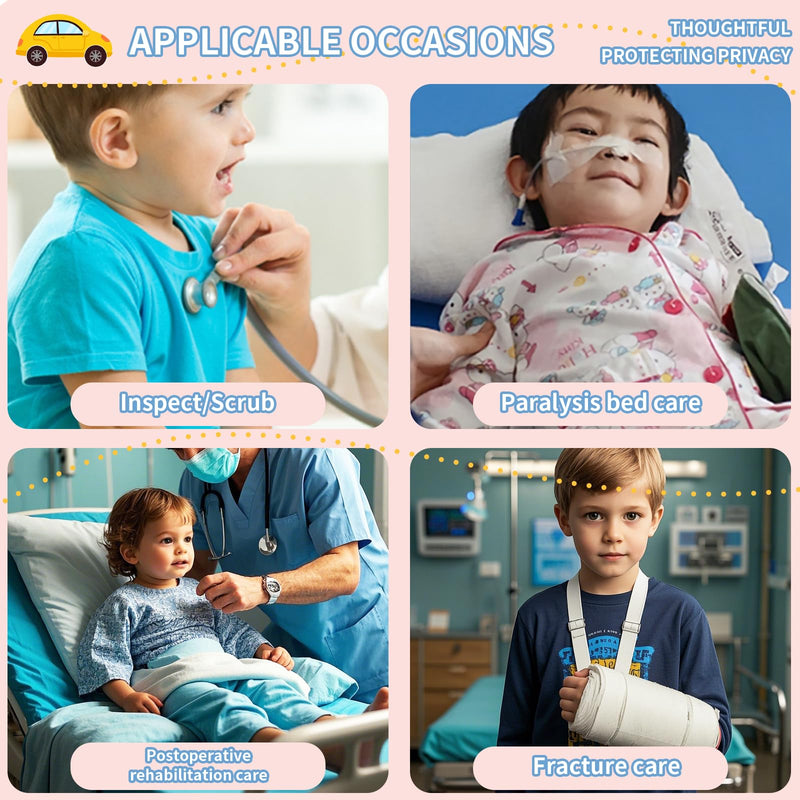Children's Bedridden Patient Clothing Easy to Put on and Take Off,Post-Op Tear Away Clothes Suitable for Bedridden,Paralyzed,Fractured,Disabled White 7/140