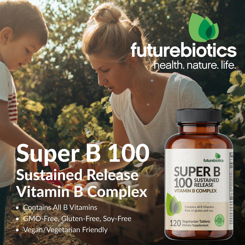 Futurebiotics Super B 100 Sustained Release Vitamin B Complex Non-GMO, 60 Vegetarian Tablets 60 Count (Pack of 1)