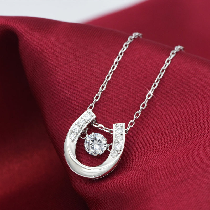 925 Sterling Silver Lucky Horseshoe with CZ Cute U Pendant Necklace Women Jewelry set - BeesActive Australia