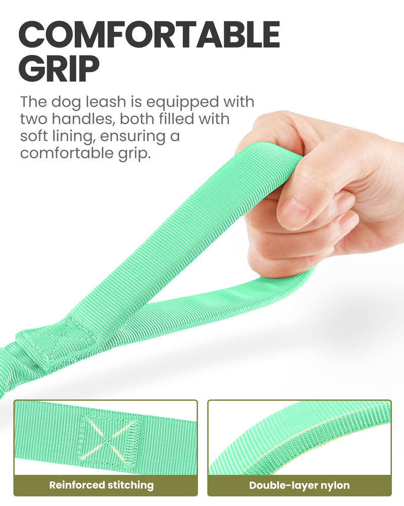 OutdoorMaster Bungee Dog Leash, Heavy Duty Dog Leash with Shock Absorption, 2 Padded Handles Training Leash, Improved Dog Safety and Comfort - Green Upgraded, 4 FT Mint Green Max: 4'9"(Upgraded)