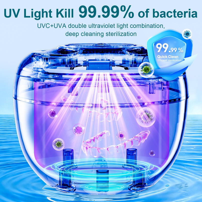 Ultrasonic Retainer Cleaner Machine, 45kHz 200ML Dental Cleaning Pod with 4 Wash Modes, Digital Timer for Denture Cleaner, Aligners, Mouth Guards, Braces, Jewelry & Toothbrush Heads (White) White_popular Version