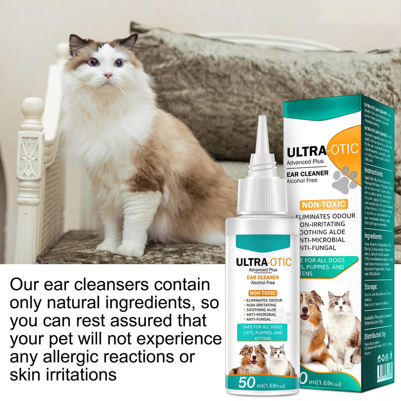 Cat & Dog Ear Infection Treatment Drops, Ear Disinfection, Kills bacteria, Stops Odours, Scratching & Discomfort, Veterinary-grade, for Dogs, Cats & all other animals