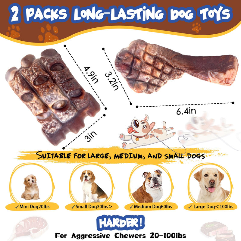 Dog Chew Toys for Aggressive Chewers：2 Pack Indestructible Dog Toy for Large Breed- Tough Nylon Teething Bone Toy to Keep Them Busy Medium - BeesActive Australia