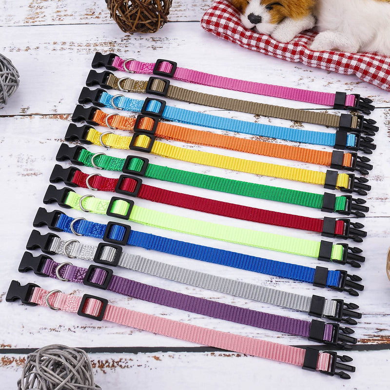 Yorgewd 12 Pack Puppy Collars, Adjustable Dog Safety ID Collars for Puppies, Small Dogs and Cats (Multicolor, 21.5-33CM) M - BeesActive Australia