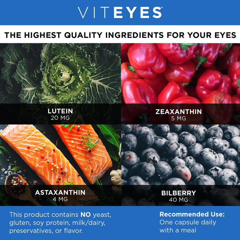 Viteyes Blue Light Defender+ Supplement Capsules, Dietary Safeguard from Harmful Blue Light, 30 Capsules 30 Count (Pack of 1)