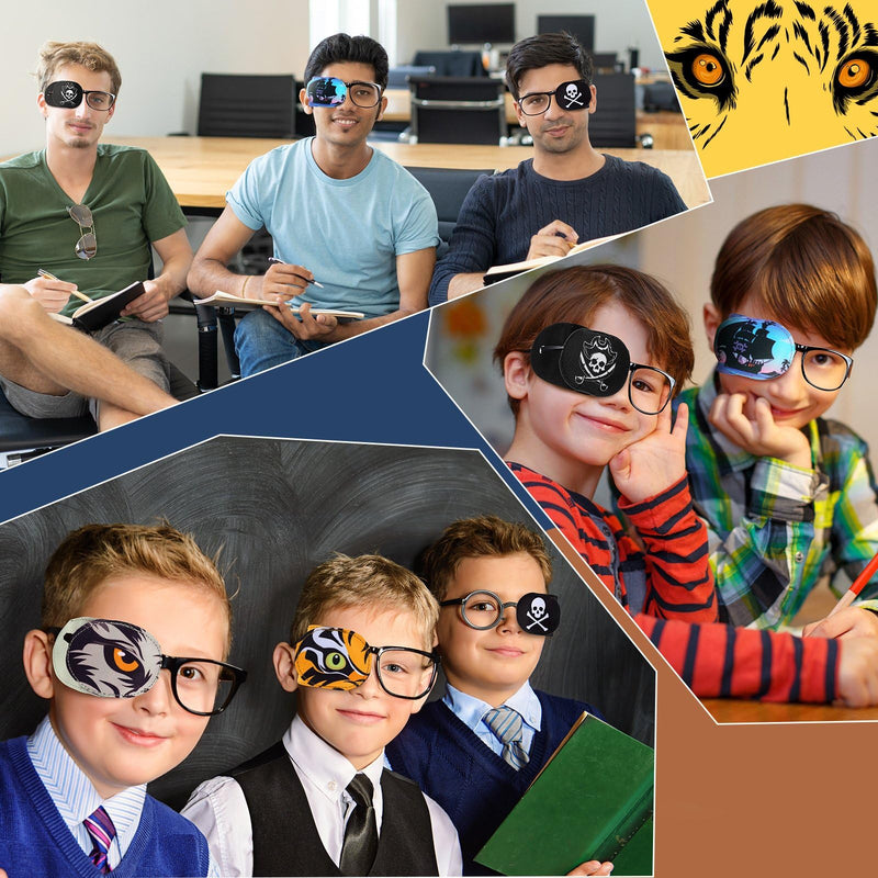 Newcotte 12 Pcs Eye Patch for Kids Toddler Reusable Adjustable Girls Boys Eyepatch for Glasses Left or Right Eye Patch, Assorted Patterns(Spooky) Spooky - BeesActive Australia