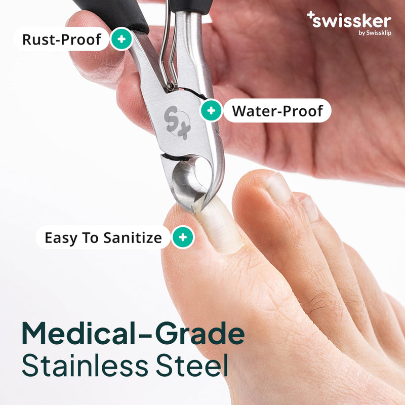 Swissker by Swissklip Heavy Duty Toenail Clippers for Men and Women – Professional Ergonomic Large Toe Nail Cutter & Trimmer for Thick Nails Seniors, Long Handle Toe Nail Clipper 1 Unit Pack - BeesActive Australia