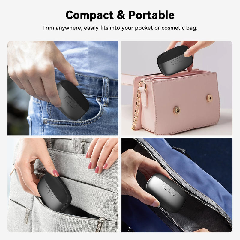 Electric Nail Clipper, 3-in-1 Automatic Fingernail Trimmer Polisher with LED Light, Clip Storage, 2-Speed, Rechargeable Nails Cutter Safe Easy Use for Seniors, Baby, Adult, Kids, Whole Family, Black