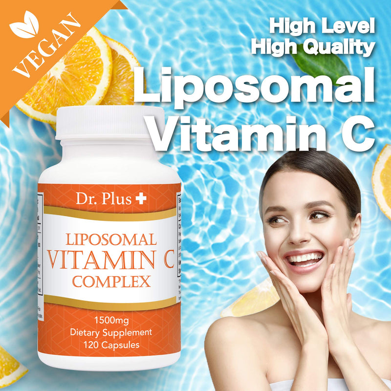 Liposomal Vitamin C Complex 1500mg(2 Capsules) - 180 Capsules - High Absorption Vitamin C- Supports Immune System and Collagen Booster - Powerful Antioxidant High Dose Fat Soluble Supplement Dr.Plus