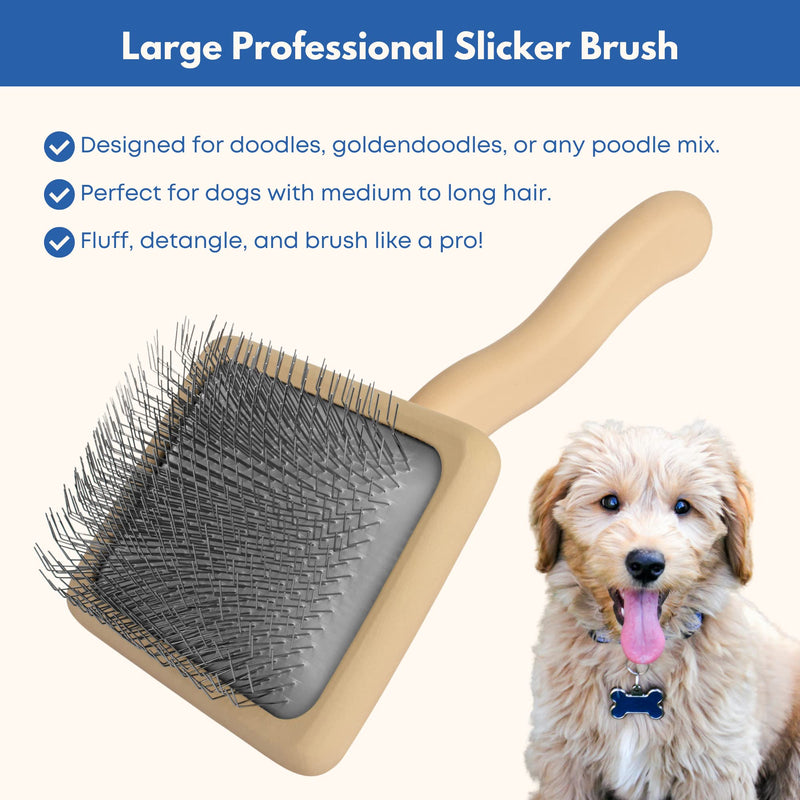 Doodle Slicker Dog Brush For Pet Grooming - Perfect For Goldendoodle & Poodle Hair Maintenance - Medium to Long Hair Breeds - Detangle, Brush, & Fluff Like a Pro - BeesActive Australia