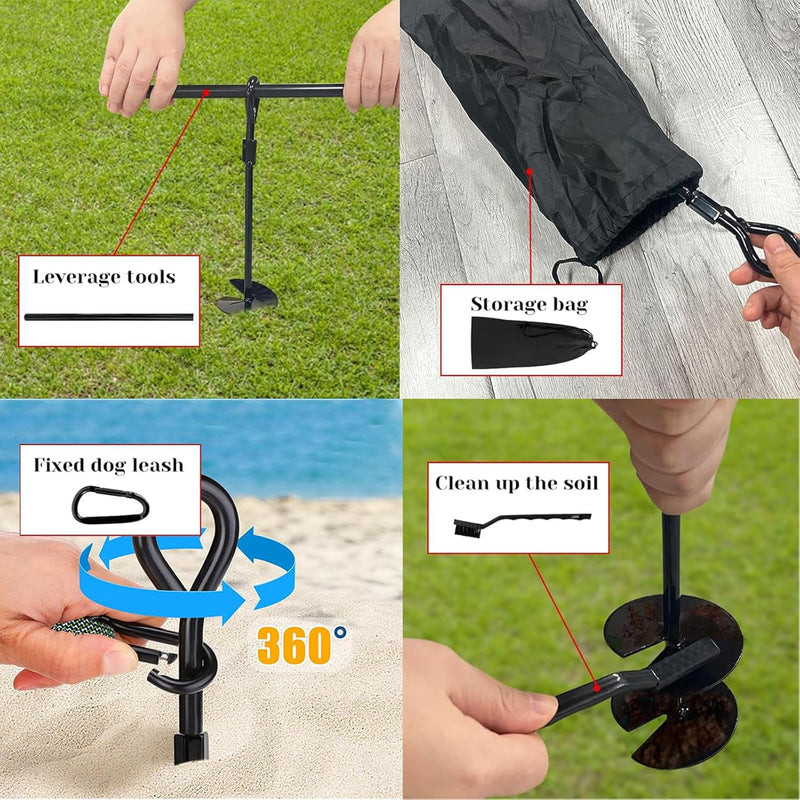 Heavy Duty Dog Tie Out Stake Spiral Strong Ground Anchor for Large Dog Up to 150 lbs, Dog Stake Runner for Yard, Dog Leads for Yard, Outdoor Dog Run for Camping Gear or Beach Accessories - BeesActive Australia