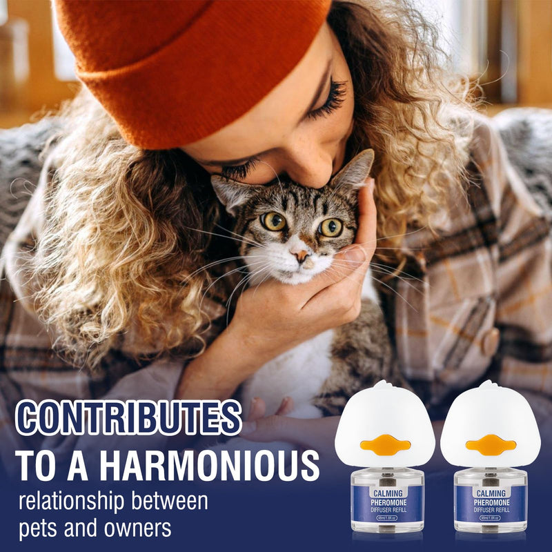 Pheromones Cat Calming Socket for Cat Calming Diffuser Soothing Diffuser Set Cat Anti Stress Calming Agent Fragrance Plug Tasteless (2 plugs + 2 refill packs of 48 ml each) - BeesActive Australia
