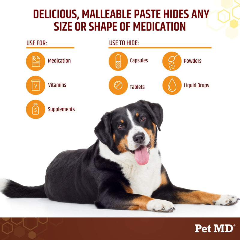 Pet MD Wrap-A-Pill with Dog Probiotics - Pill Wrap for Dogs Medicine - Easy-to-Use Paste to Hide Capsules, Create Pockets and Treats for Dogs - Peanut Butter (4.2oz)