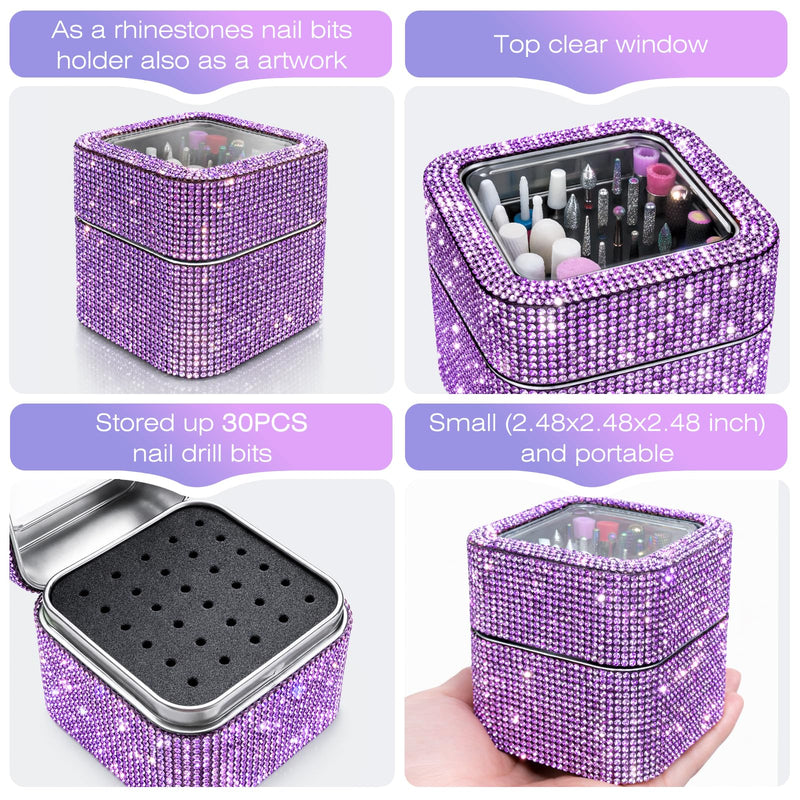 30PCS Nail Drill Bits Set with Holder Case: Professional 3/32" Diamond Ceramic Carbide Nail Bits for Acrylic Gel Polish Removal,Cuticle Care & Nail Art Tool Kit for Manicure Pedicure, Salon & Home Use Purple - BeesActive Australia