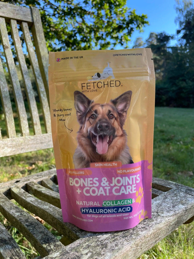 Premium Dog Collagen Supplement with Hyaluronic Acid, Glucosamine, and Vitamin C – Supports Joint Health and Mobility. Food topper suitable for dogs Made in UK.